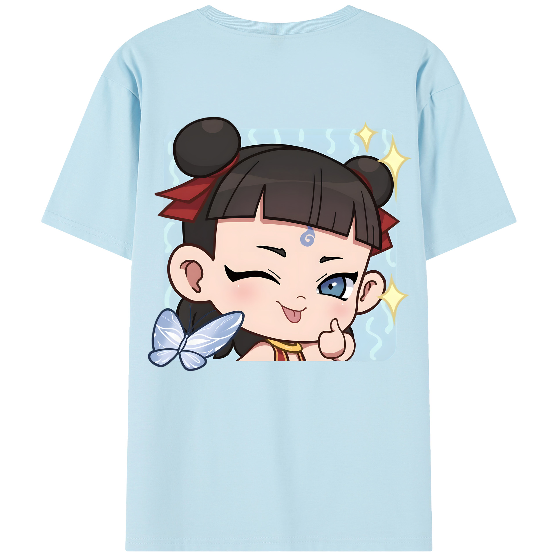 （画像用） Ne Zha 2 ナタ 魔童の大暴れ 綿100％半袖Tシャツ（背面プリント）